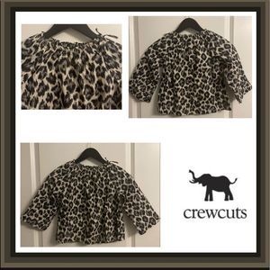 Crewcuts Leopard 🐆 Print Cotton Elastic Neck Long Sleeve Top Size 7